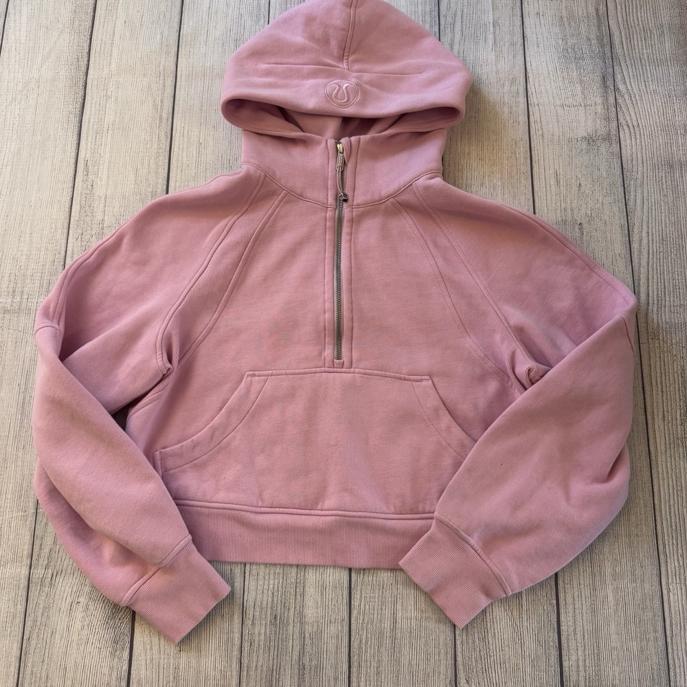 Lululemon Scuba Oversized Half Zip Hoodie Cotton Size XS/Small Dew Pink